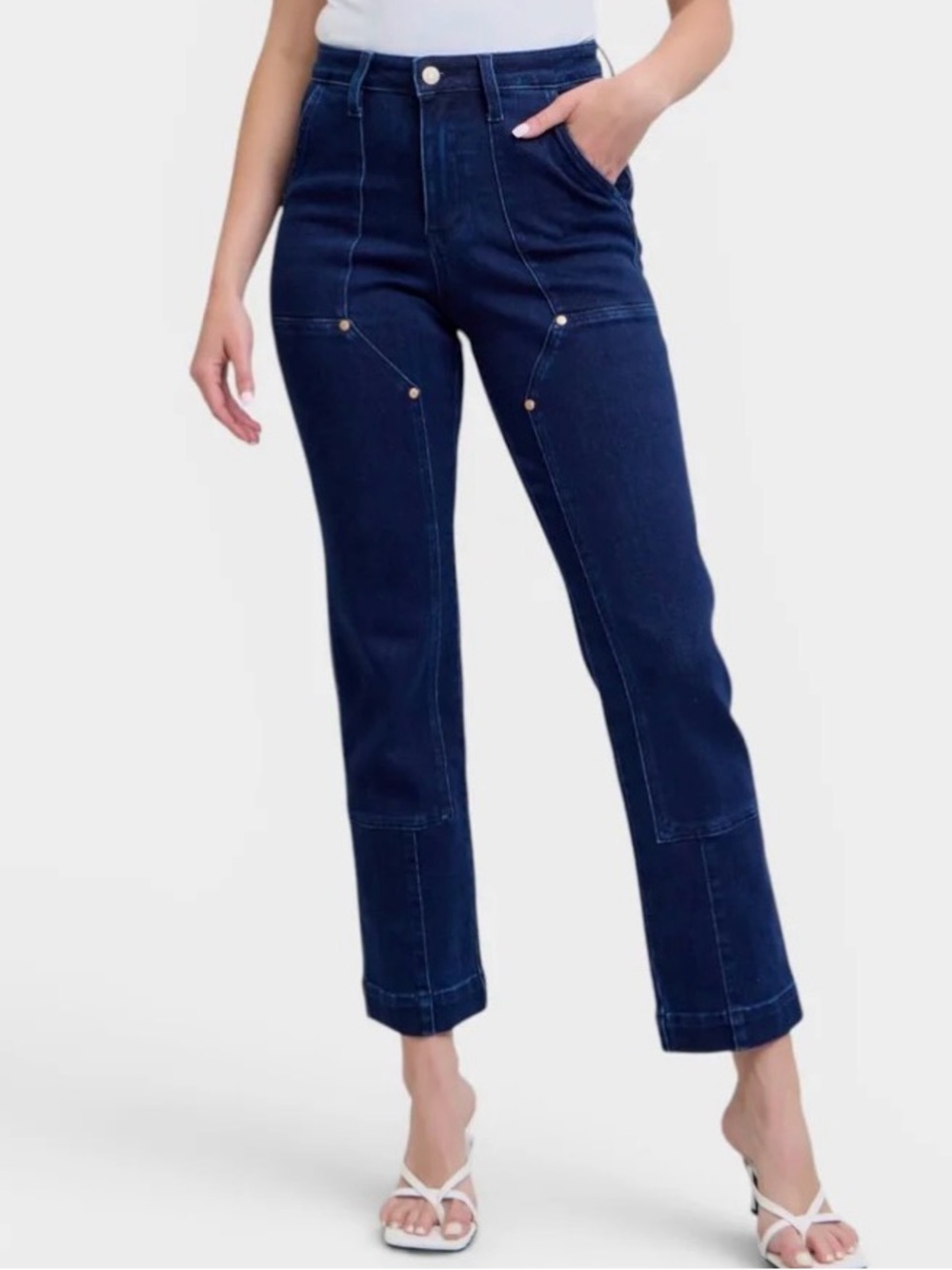 Judy Blue | High Rise Straight Fit Dark Wash Jeans - Front Seam Detail - NWT